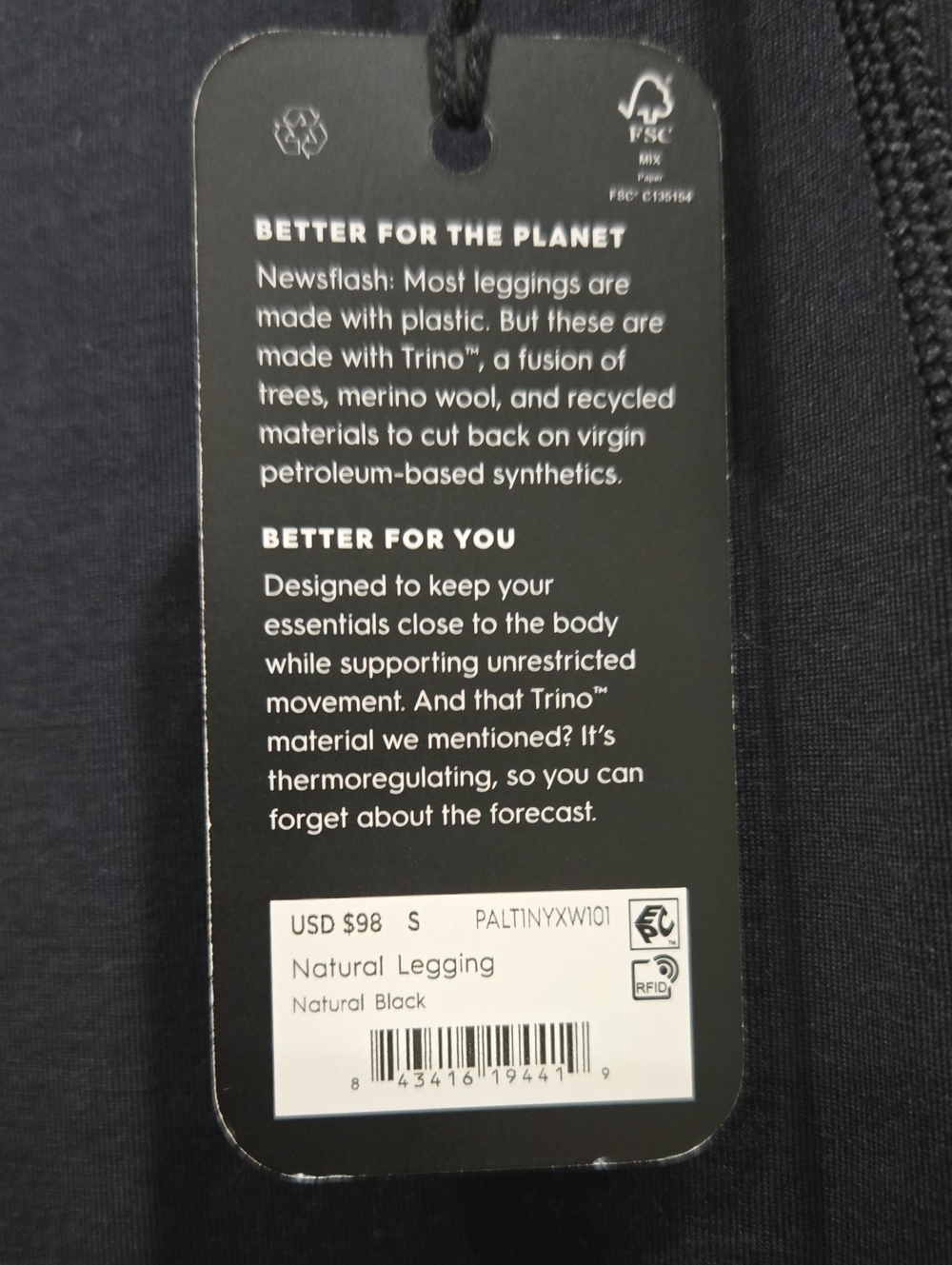 Allbirds Natural Leggings Black Size Small NWT Activewear Running Stretch - Picture 6 of 10